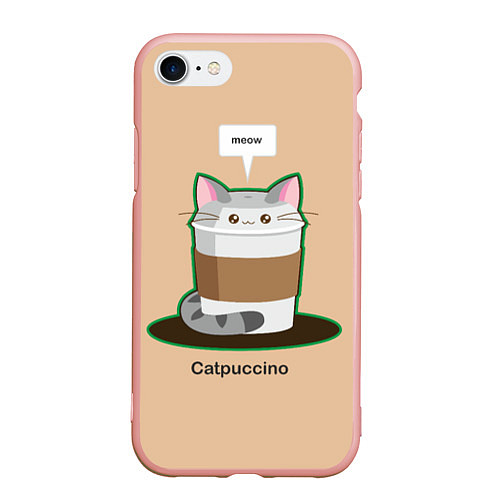 Чехол iPhone 7/8 матовый Catpuccino / 3D-Светло-розовый – фото 1