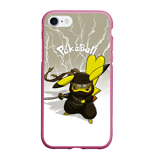 Чехол iPhone 7/8 матовый Pikachu / 3D-Малиновый – фото 1