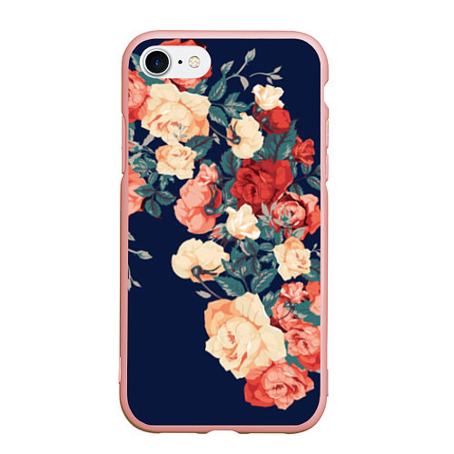 Чехол iPhone 7/8 матовый Fashion flowers / 3D-Светло-розовый – фото 1