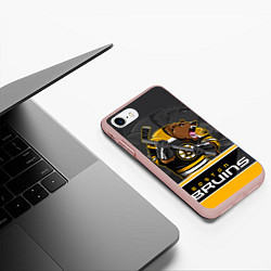Чехол iPhone 7/8 матовый Boston Bruins, цвет: 3D-светло-розовый — фото 2