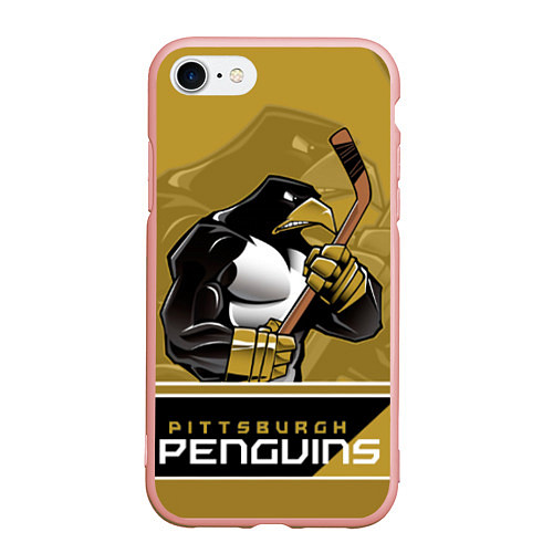 Чехол iPhone 7/8 матовый Pittsburgh Penguins / 3D-Светло-розовый – фото 1