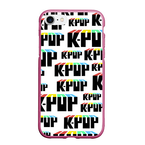 Чехол iPhone 7/8 матовый K-pop Pattern / 3D-Малиновый – фото 1