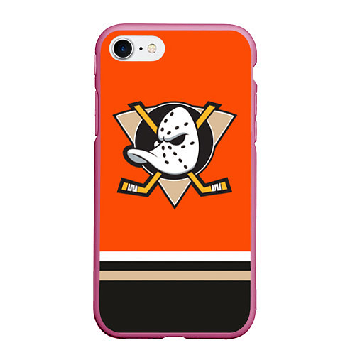 Чехол iPhone 7/8 матовый Anaheim Ducks / 3D-Малиновый – фото 1