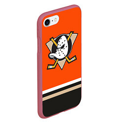 Чехол iPhone 7/8 матовый Anaheim Ducks, цвет: 3D-малиновый — фото 2