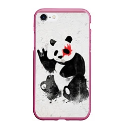Чехол iPhone 7/8 матовый Рок-панда, цвет: 3D-малиновый