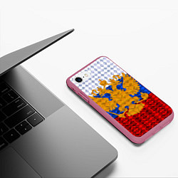 Чехол iPhone 7/8 матовый Россия: полигоны, цвет: 3D-малиновый — фото 2