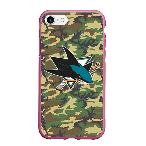 Чехол iPhone 7/8 матовый Sharks Camouflage / 3D-Малиновый – фото 1