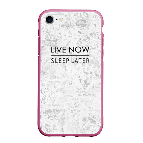 Чехол iPhone 7/8 матовый Live Now Sleep Later / 3D-Малиновый – фото 1