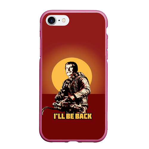 Чехол iPhone 7/8 матовый Stalin: Ill Be Back / 3D-Малиновый – фото 1