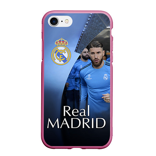 Чехол iPhone 7/8 матовый Real Madrid / 3D-Малиновый – фото 1