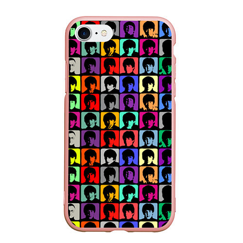 Чехол iPhone 7/8 матовый The Beatles: pop-art / 3D-Светло-розовый – фото 1