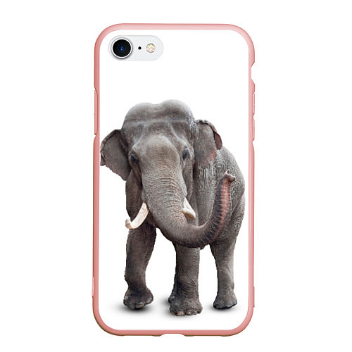 Чехол iPhone 7/8 матовый Большой слон / 3D-Светло-розовый – фото 1