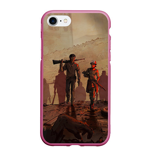 Чехол iPhone 7/8 матовый Walking Dead / 3D-Малиновый – фото 1