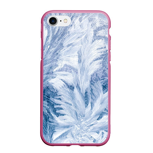 Чехол iPhone 7/8 матовый Морозные узоры / 3D-Малиновый – фото 1