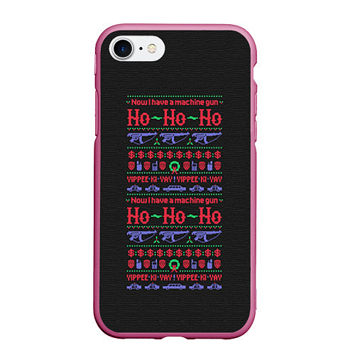 Чехол iPhone 7/8 матовый Новогодний свитер Крепкий орешек / 3D-Малиновый – фото 1
