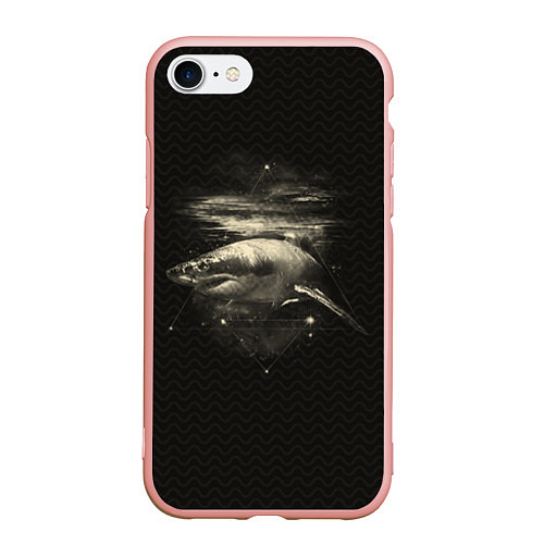 Чехол iPhone 7/8 матовый Cosmic Shark / 3D-Светло-розовый – фото 1