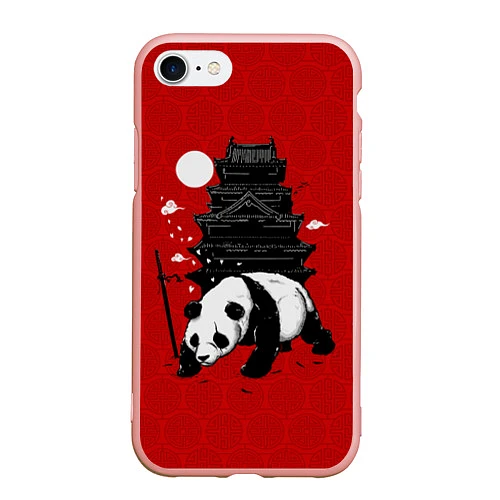 Чехол iPhone 7/8 матовый Panda Warrior / 3D-Светло-розовый – фото 1
