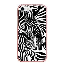 Чехол iPhone 7/8 матовый Полосатая зебра, цвет: 3D-светло-розовый