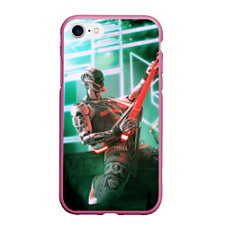 Чехол iPhone 7/8 матовый Iron Maiden: Rocker Robot, цвет: 3D-малиновый