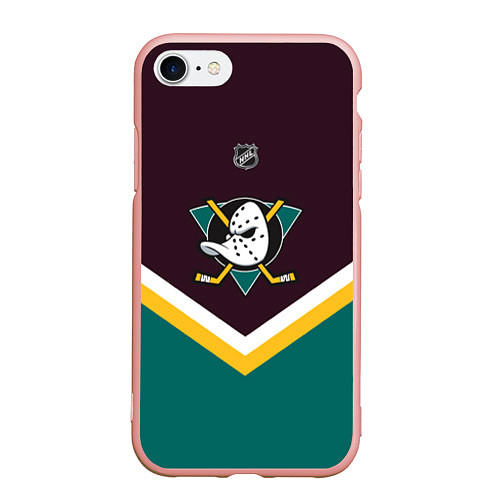 Чехол iPhone 7/8 матовый NHL: Anaheim Ducks / 3D-Светло-розовый – фото 1