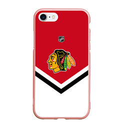 Чехол iPhone 7/8 матовый NHL: Chicago Blackhawks, цвет: 3D-светло-розовый