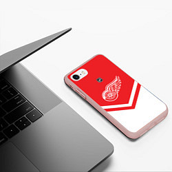 Чехол iPhone 7/8 матовый NHL: Detroit Red Wings, цвет: 3D-светло-розовый — фото 2