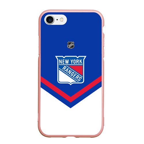 Чехол iPhone 7/8 матовый NHL: New York Rangers / 3D-Светло-розовый – фото 1