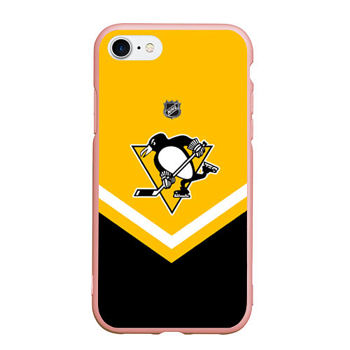 Чехол iPhone 7/8 матовый NHL: Pittsburgh Penguins / 3D-Светло-розовый – фото 1