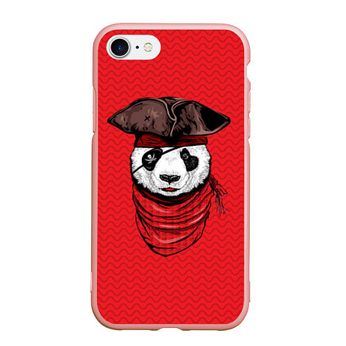 Чехол iPhone 7/8 матовый Панда пират / 3D-Светло-розовый – фото 1