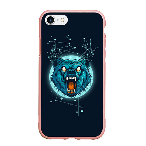 Чехол iPhone 7/8 матовый Космический медведь / 3D-Светло-розовый – фото 1
