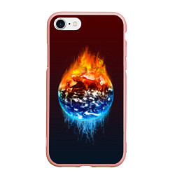 Чехол iPhone 7/8 матовый Огонь против воды, цвет: 3D-светло-розовый