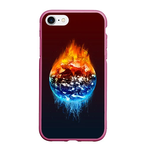 Чехол iPhone 7/8 матовый Огонь против воды / 3D-Малиновый – фото 1