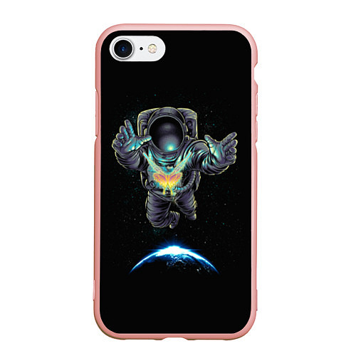 Чехол iPhone 7/8 матовый Космическая бабочка / 3D-Светло-розовый – фото 1