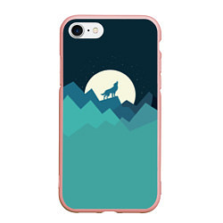Чехол iPhone 7/8 матовый Воющий волк, цвет: 3D-светло-розовый