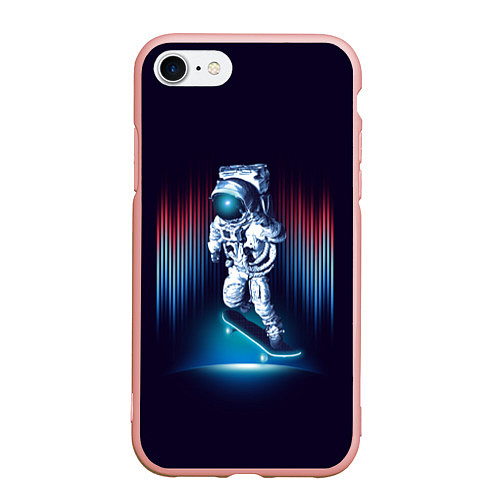 Чехол iPhone 7/8 матовый Космический скейтбордист / 3D-Светло-розовый – фото 1