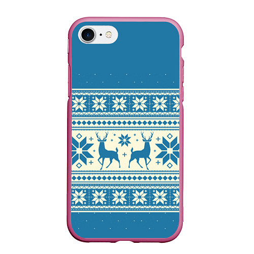 Чехол iPhone 7/8 матовый Новогодний свитер / 3D-Малиновый – фото 1