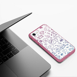 Чехол iPhone 7/8 матовый Монстрики, цвет: 3D-малиновый — фото 2