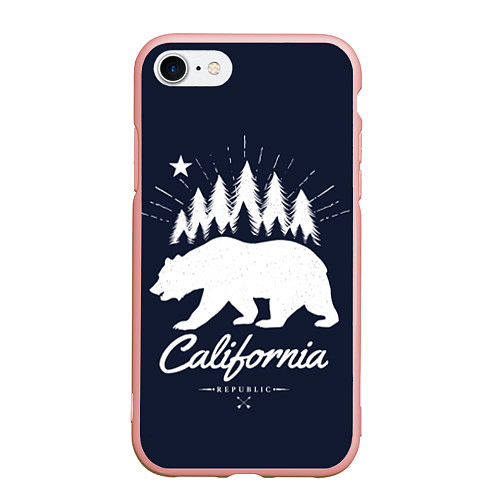 Чехол iPhone 7/8 матовый California Republic / 3D-Светло-розовый – фото 1