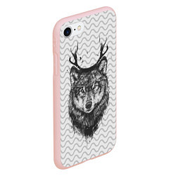 Чехол iPhone 7/8 матовый Рогатый волк, цвет: 3D-светло-розовый — фото 2