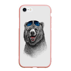 Чехол iPhone 7/8 матовый Счастливый медведь, цвет: 3D-светло-розовый