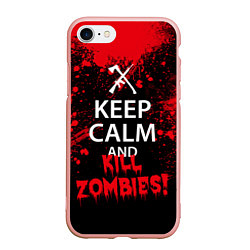 Чехол iPhone 7/8 матовый Keep Calm & Kill Zombies, цвет: 3D-светло-розовый