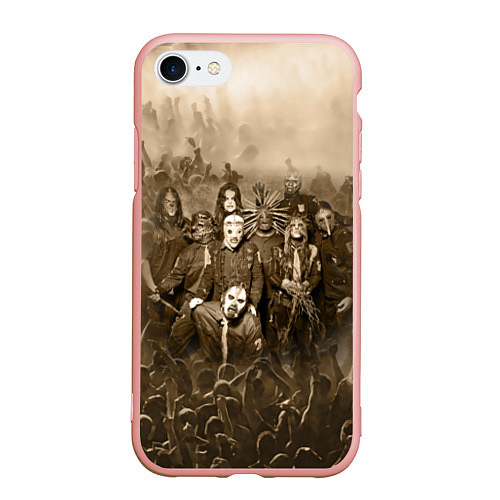 Чехол iPhone 7/8 матовый Slipknot Sepia / 3D-Светло-розовый – фото 1