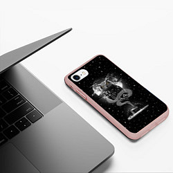 Чехол iPhone 7/8 матовый Ночная сова, цвет: 3D-светло-розовый — фото 2