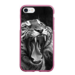 Чехол iPhone 7/8 матовый Гнев тигра, цвет: 3D-малиновый