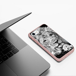 Чехол iPhone 7/8 матовый Милый лев, цвет: 3D-светло-розовый — фото 2