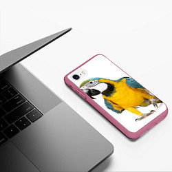 Чехол iPhone 7/8 матовый Попугай ара, цвет: 3D-малиновый — фото 2
