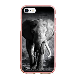 Чехол iPhone 7/8 матовый Бегущий слон, цвет: 3D-светло-розовый