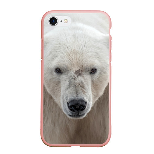 Чехол iPhone 7/8 матовый Белый медведь / 3D-Светло-розовый – фото 1