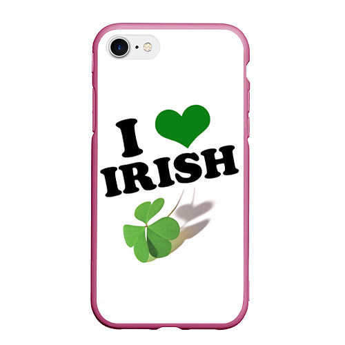 Чехол iPhone 7/8 матовый Ireland, I love Irish / 3D-Малиновый – фото 1