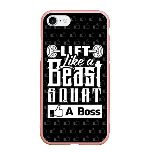 Чехол iPhone 7/8 матовый Lift Like A Beast Squat / 3D-Светло-розовый – фото 1